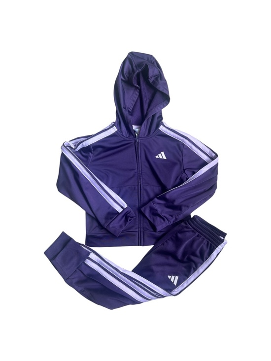 adidas Other - Adidas Girls Purple Striped Hooded Tracksuit Set Size 5T Athletic Jogger